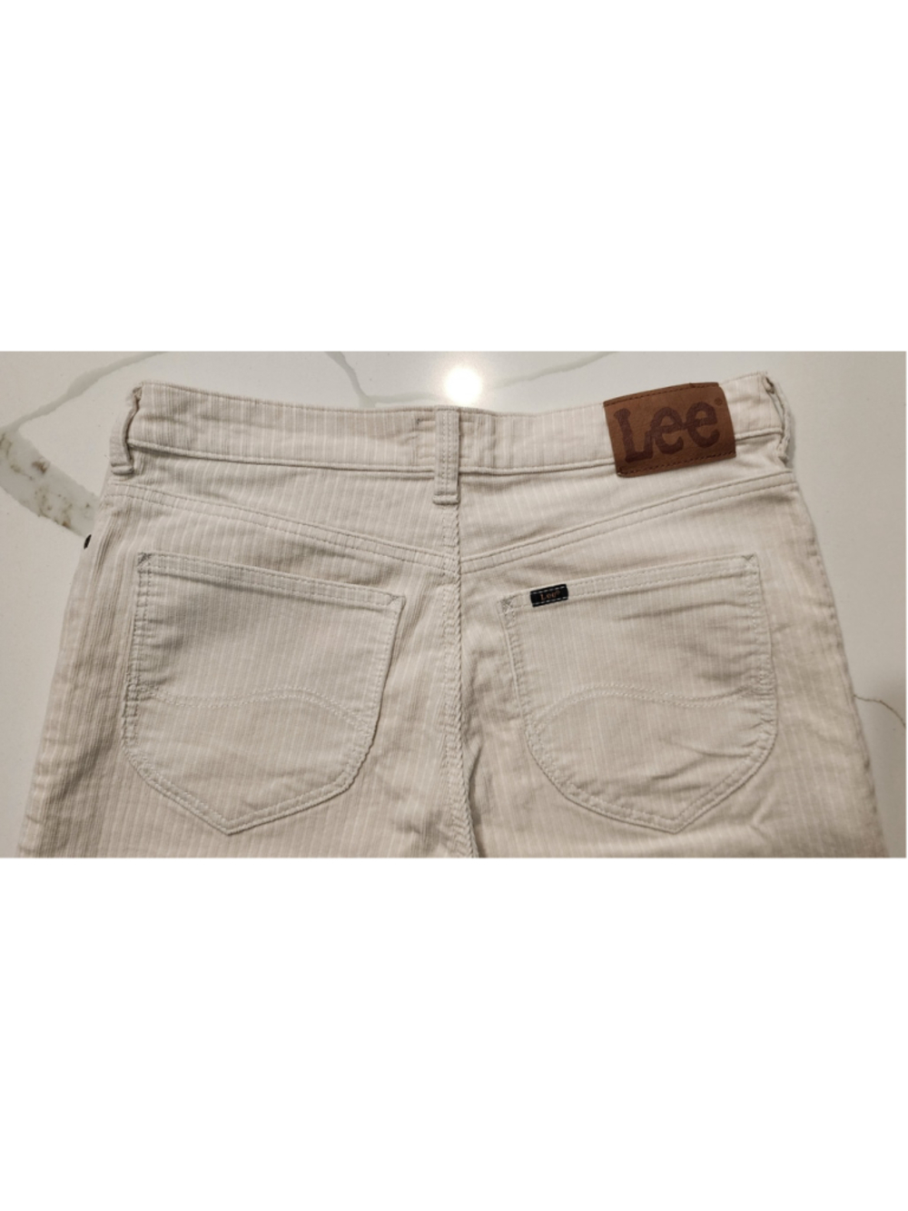 Lee Corduroy Pants Women's Size 30 Cream White Pinstripe Straight Leg 99% Cotton - Picture 5 of 12